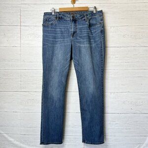 Kut from the Kloth Jeans Womens Size 16 Medium Wash Straight Leg Whiskering